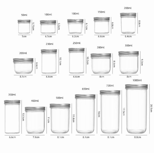 tapered mason jar size